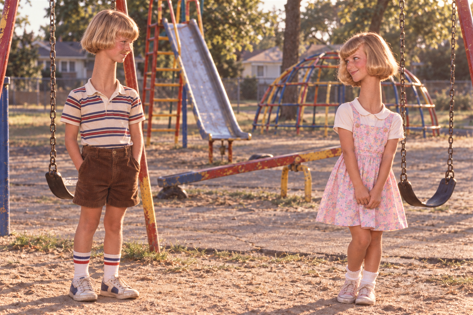 Young Jean Phil and his future wife meeting at a playground
